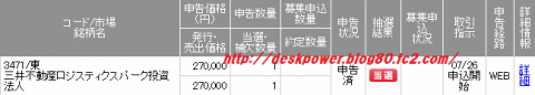 三井不動産ロジスティクスパーク（3471）IPO当選