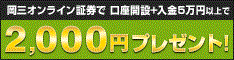 岡三オンライン証券2000円タイアップ234×60