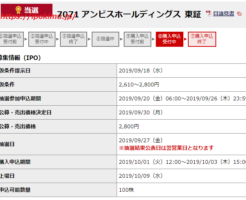 アンビスホールディングスIPO当選