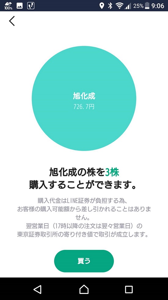 初株チャンスキャンペーン‎で旭化成を3株購入