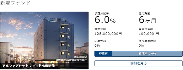 ジョイントアルファ(Jointoα)の新着ファンド
