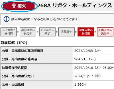 リガク・ホールディングス野村證券で補欠当選