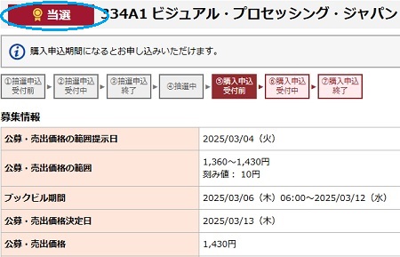 ビジュアル・プロセッシング・ジャパン[VPJ]IPOの当選画像