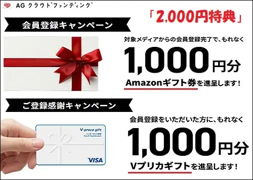 【タイアップ】AGクラウドファンディングでアマギフとVプリカが貰える！2000円キャンペーン